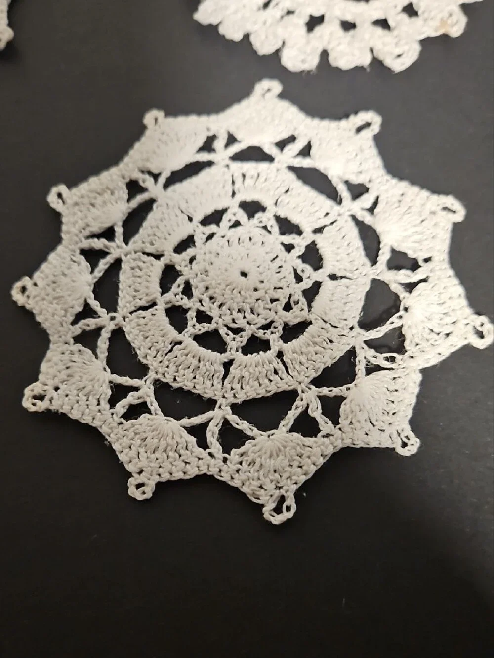 Vintage Handmade Crochet Snowflake Ornaments Set Of 9